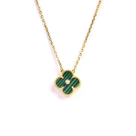 [Renovia Jewelry]CLOVER 15MM DIAMOND TURQUOISE NECKLACE