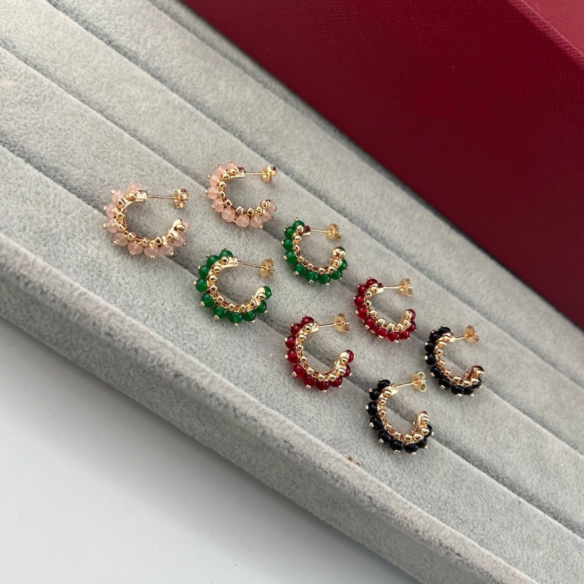 [Renovia Jewelry]NEW COLORED GEMSTONE COLLECTION SMALL HOOP EARRINGS