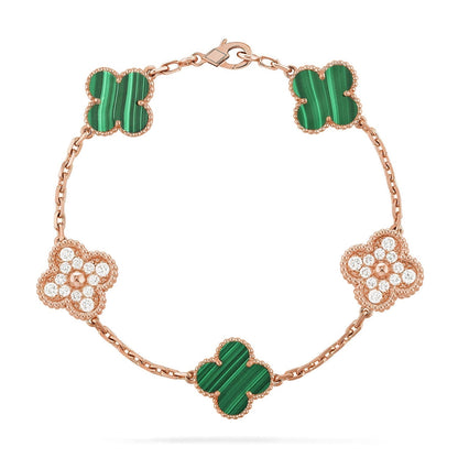 [Renovia Jewelry] CLOVER 5 MOTIF MALACHITE BRACELET COLLECTION
