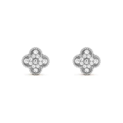 [Renovia Jewelry]CLOVER 1 MOTIFS DIAMOND STUD EARRINGS SILVER
