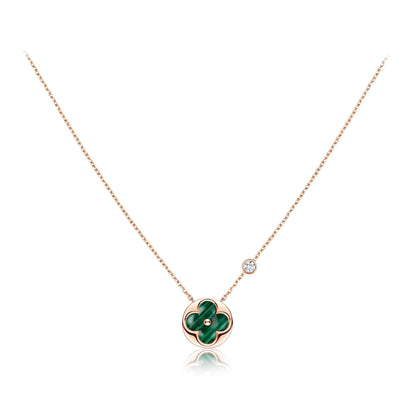 [Renovia Jewelry]SUN PEDANT PINK GOLD 1 DIAMOND NECKLACE