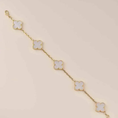 [Renovia Jewelry]CLOVER WHITE PEARL MOP 5 MOTIF BRACELET COLLECTION